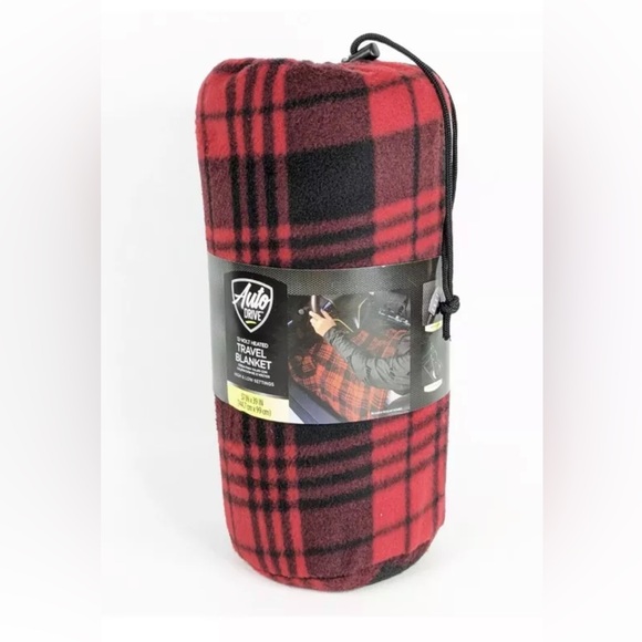 AUTO DRIVE 12-volt Heated Travel Blanket Hi-Low Settings 57 x 39 in Black & Red - Picture 1 of 2